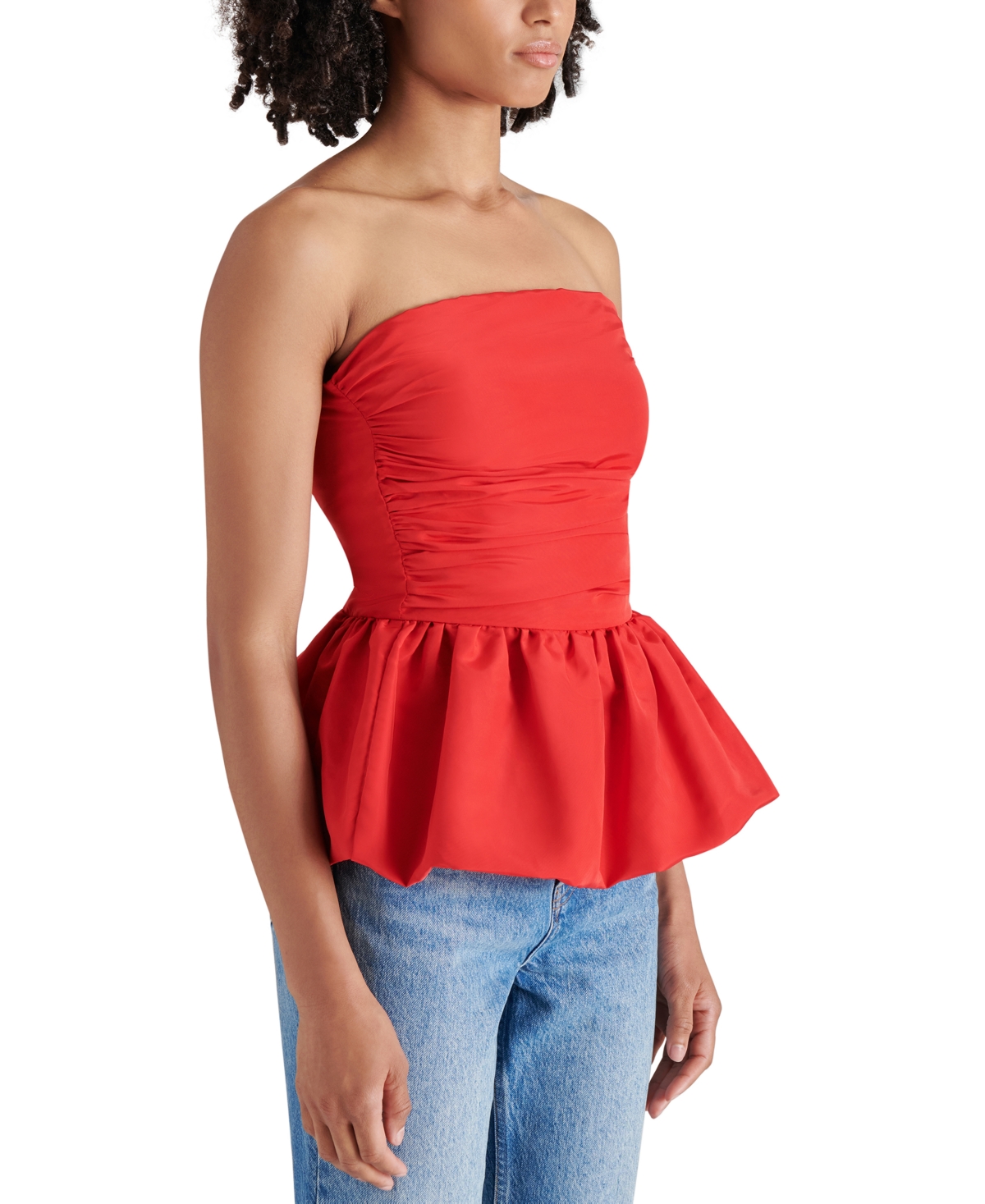 Steve Madden Women's Amari Strapless Bubble-Hem Top