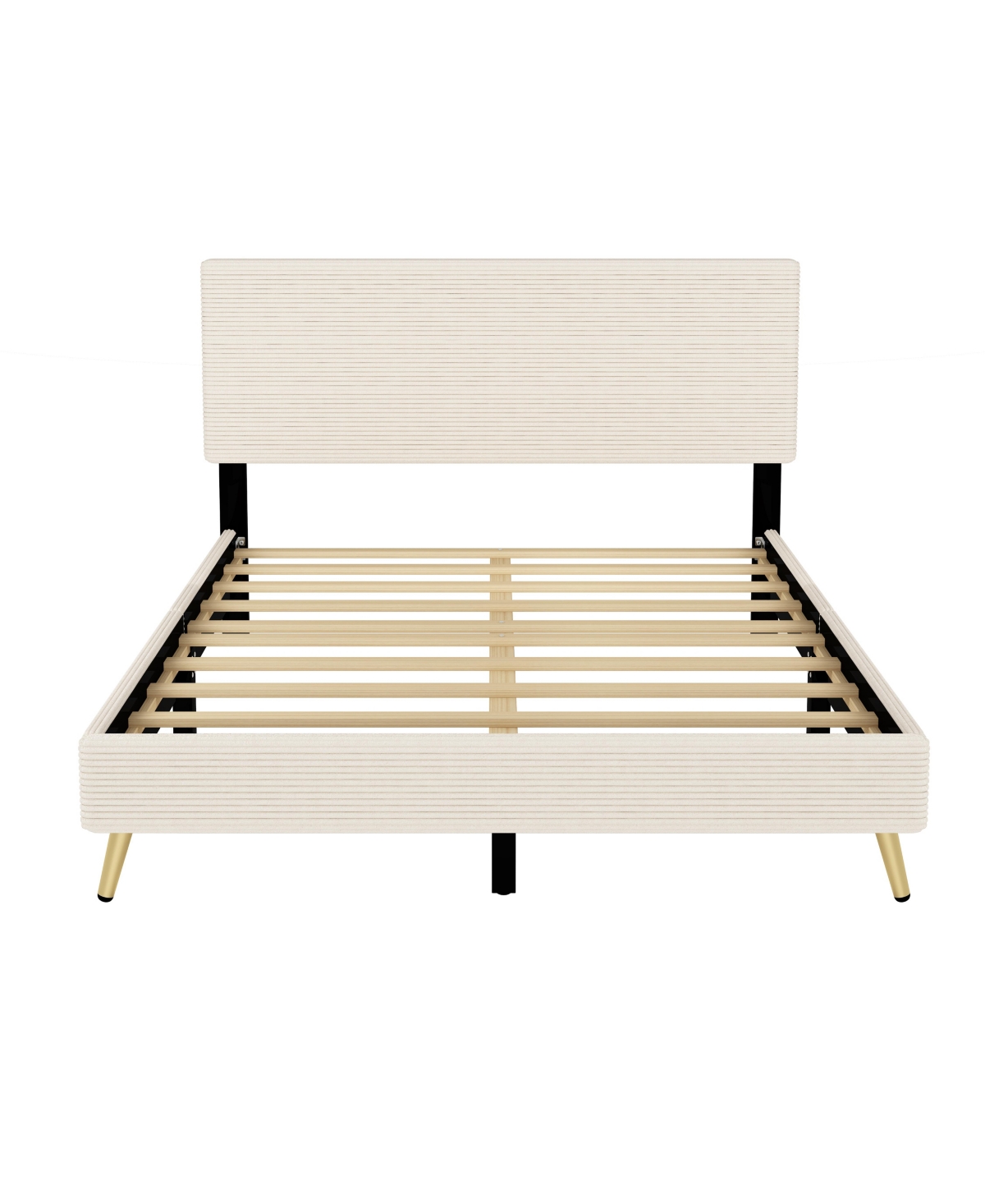 Slickblue Queen Size Corduroy Upholstered Bed Frame for Stylish Bedroom Elegance
