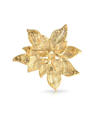 Large Statement Flower Holiday Brooch Pin Red Enamel Poinsettia Christmas Scarf