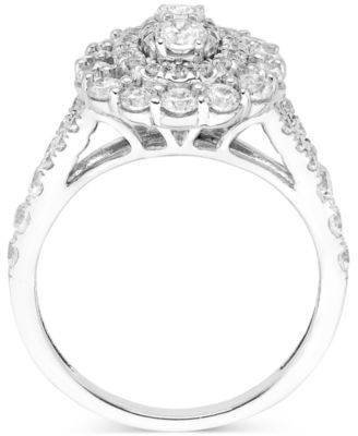 Diamond Oval Shaped Halo Cluster Engagement Ring (1-1/2 ct. t.w.) in 14k White Gold