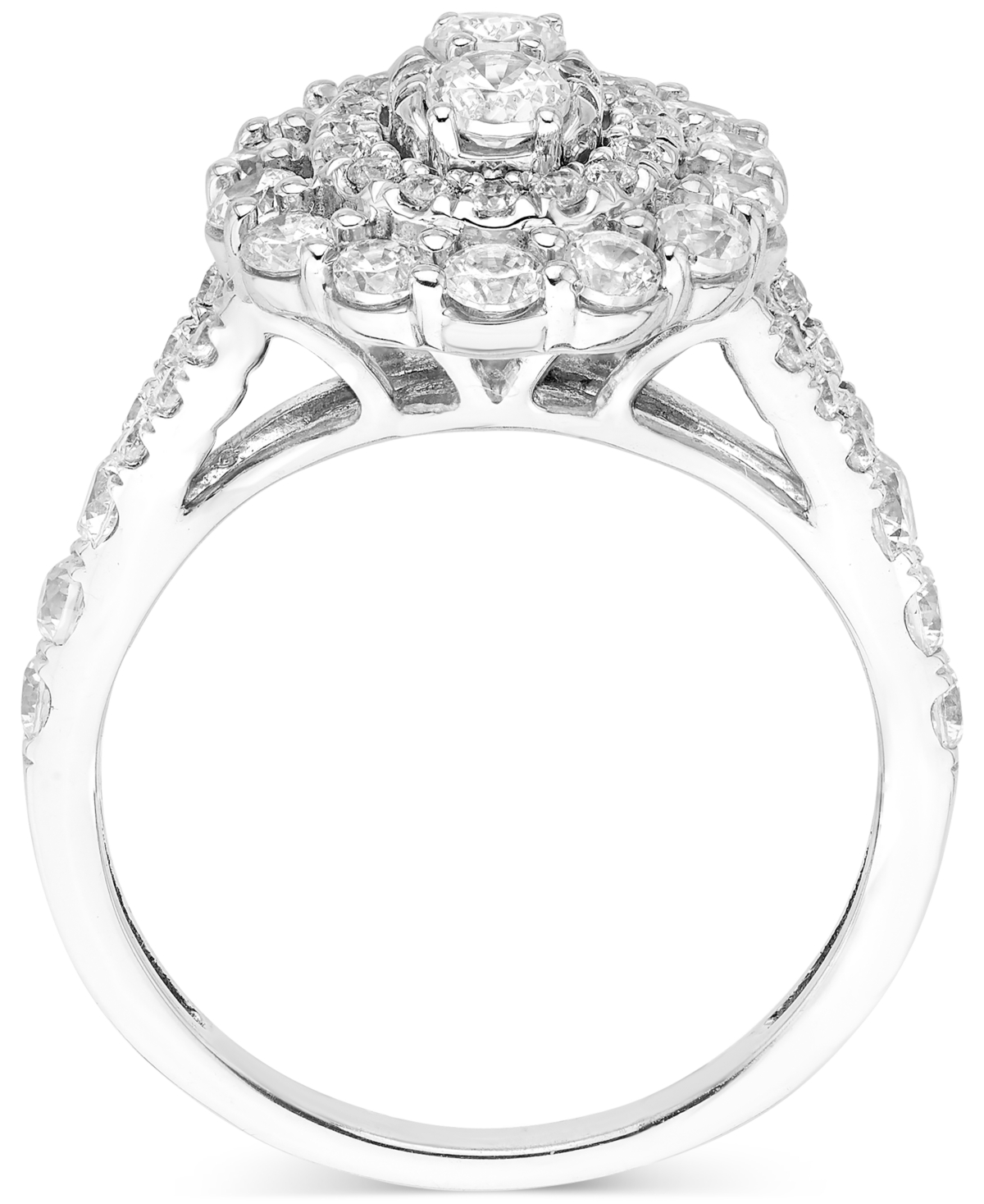 Macy's Diamond Oval Shaped Halo Cluster Engagement Ring (1-1/2 Ct. T.w.) In 14k White Gold In White Gold