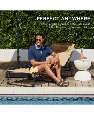 Patio Chaise Lounge Chair, Outdoor Portable Adjustable Pool Recliner w/ Pillow