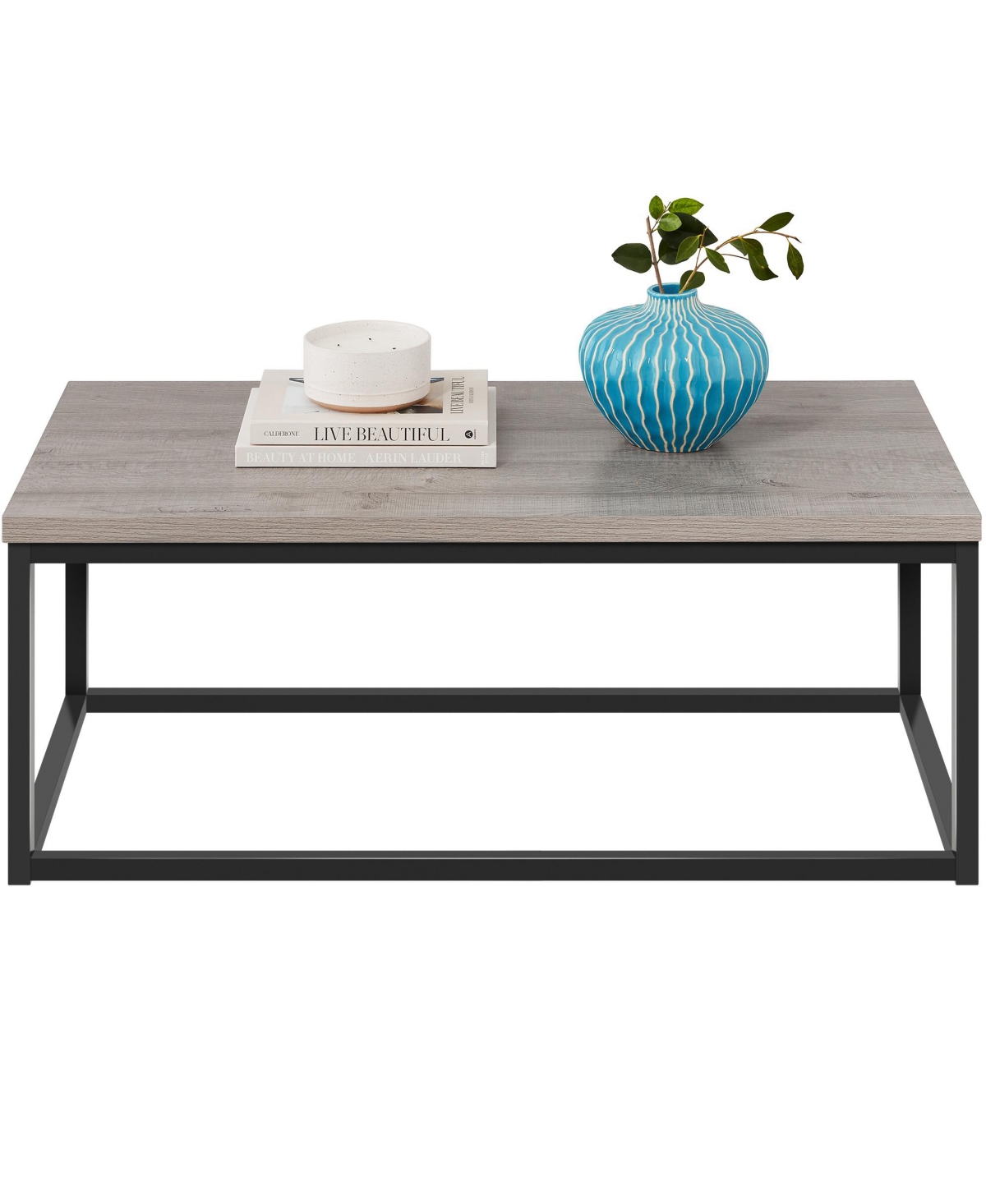 Best Choice Products 44in Rustic Modern Industrial Style Rectangular Wood Grain Top Coffee Table w/ 1.25in Top