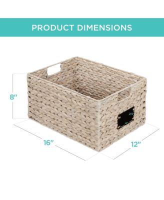 Set of 2 16in Woven Water Hyacinth Pantry Baskets w/ Chalkboard Label, Chalk Marker