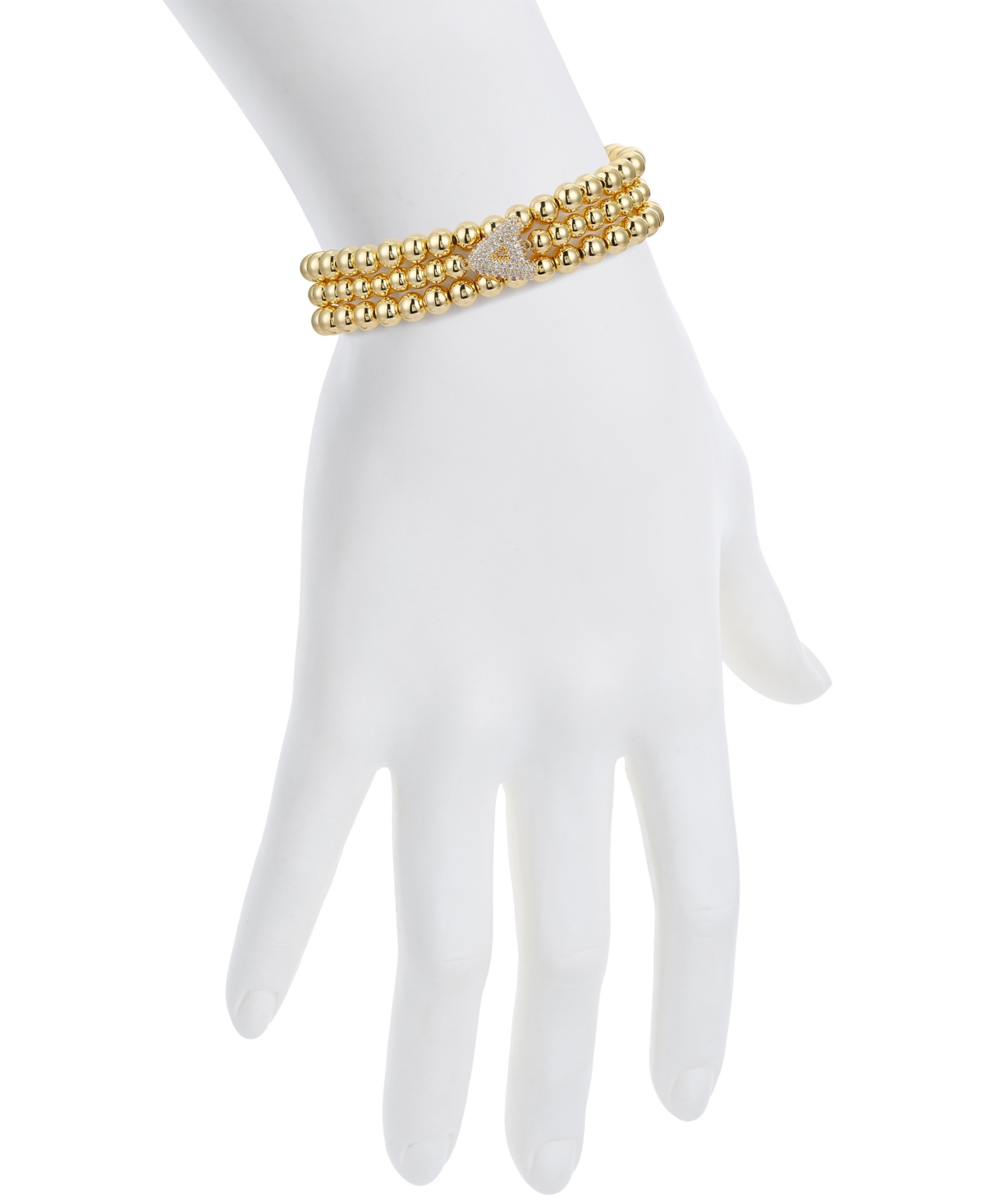 Unwritten Cubic Zirconia Bubble Initial Stretch Bracelet Set In Gold