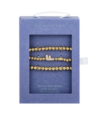 Cubic Zirconia Bubble Initial Stretch Bracelet Set