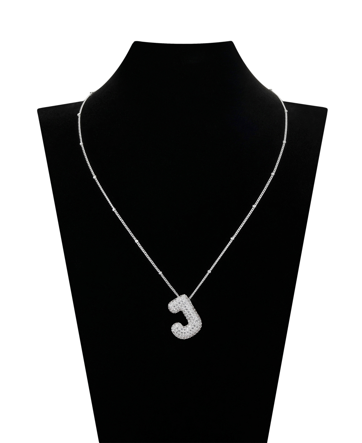 Unwritten Cubic Zirconia Bubble Initial Pendant Necklace In Silver-j