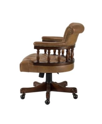 Viktor Traditional Genuine Leather Executive Chair with Nailhead Trims