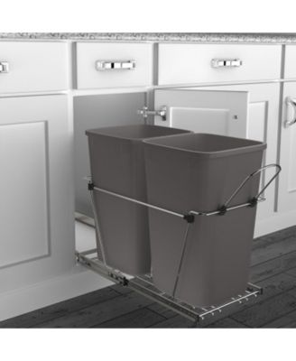 Double Pullout Trash Can 35 qt. for Kitchen, Gray, RV-18KD-13C-S