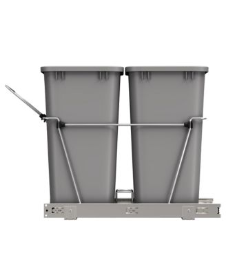 Double Pullout Trash Can 35 qt. for Kitchen, Silver, RV-18KD-17C S
