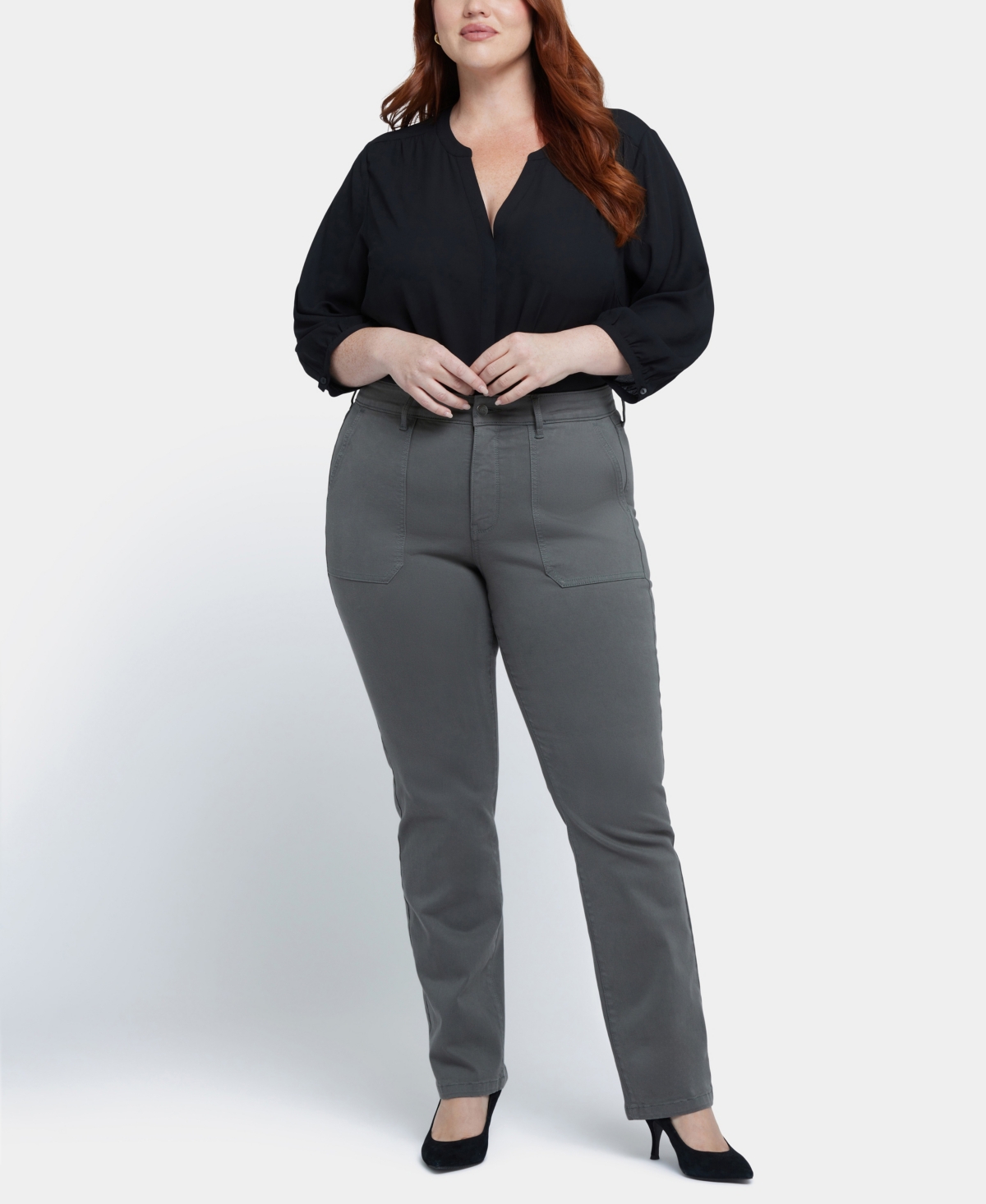 Nydj Marilyn Utility Straight Leg Jeans In Vine Leaf