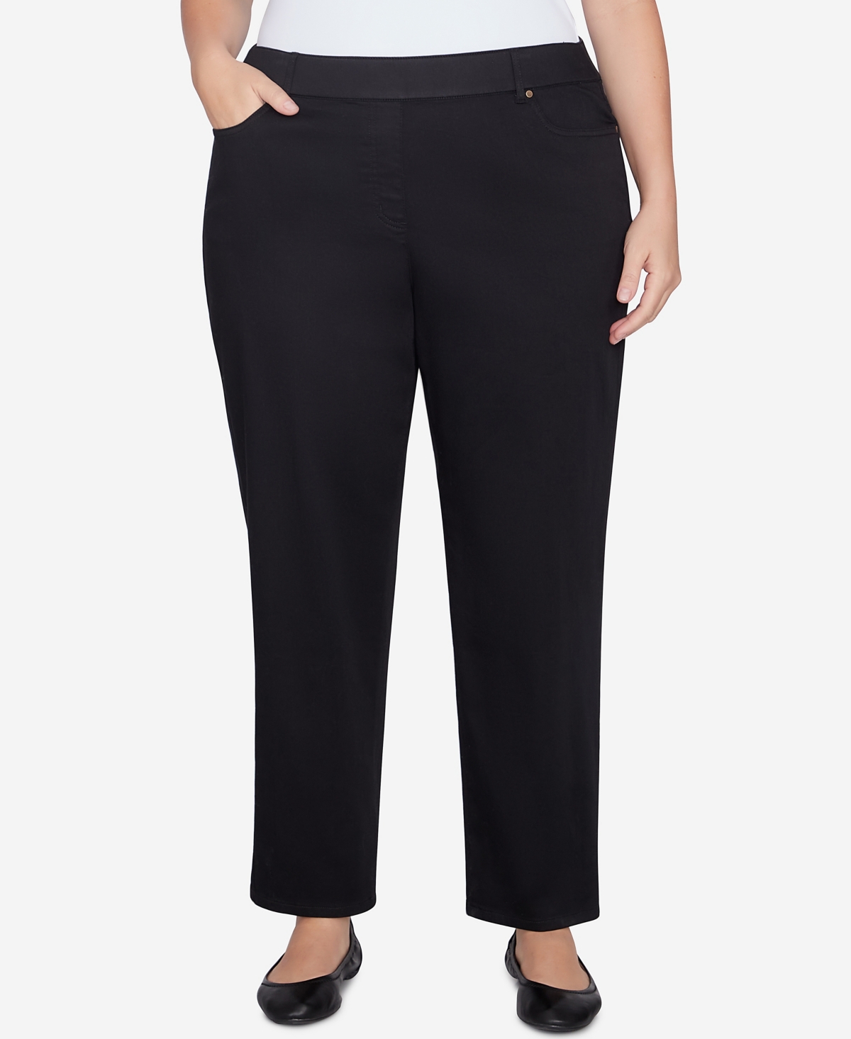 Alfred Dunner Plus Size Harvest Moon Super Stretch Elastic Faux Fly Denim Short Length Pant