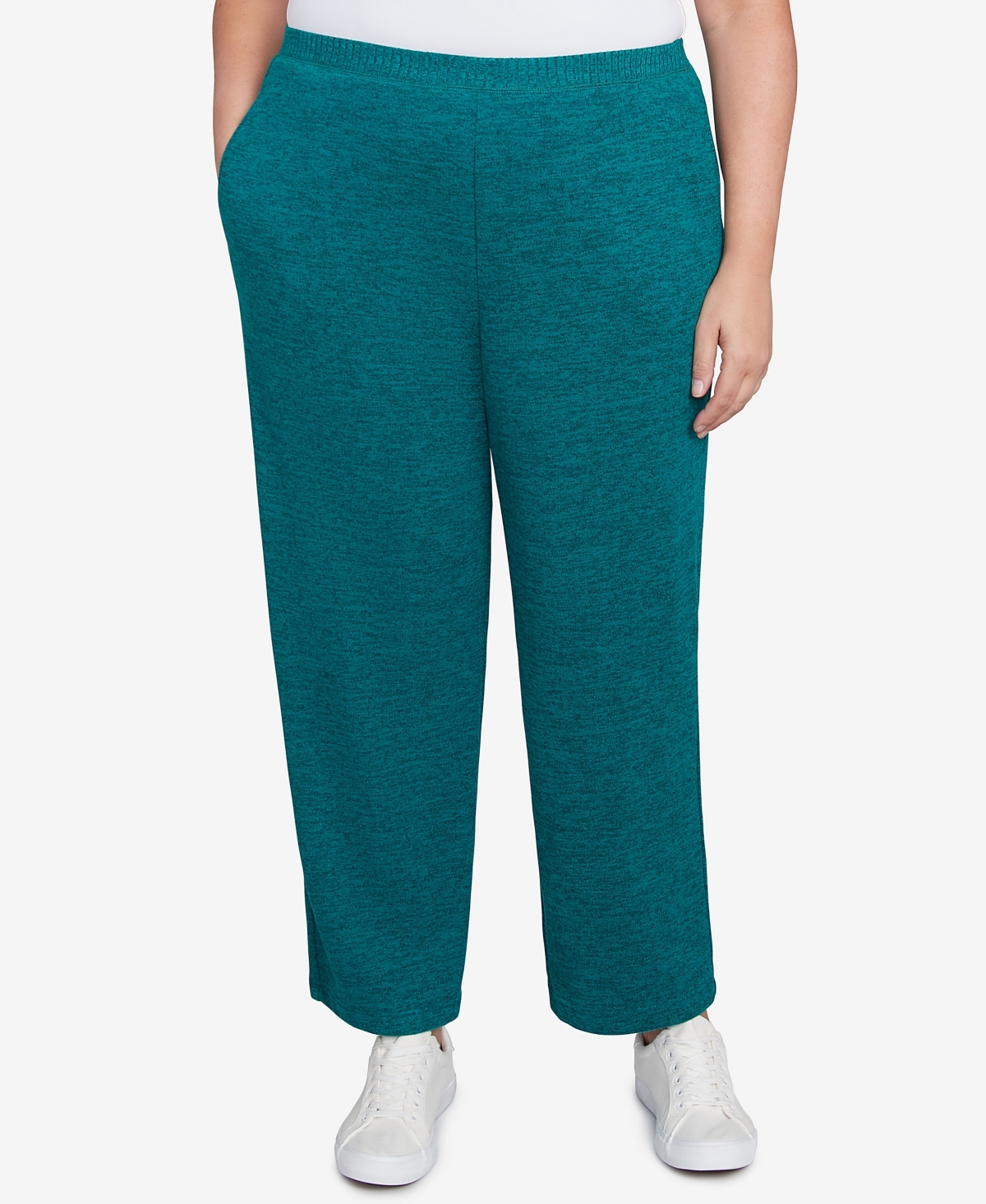 Plus Size French Quarter Soft Brushed Knit Short Length Pants - Jade