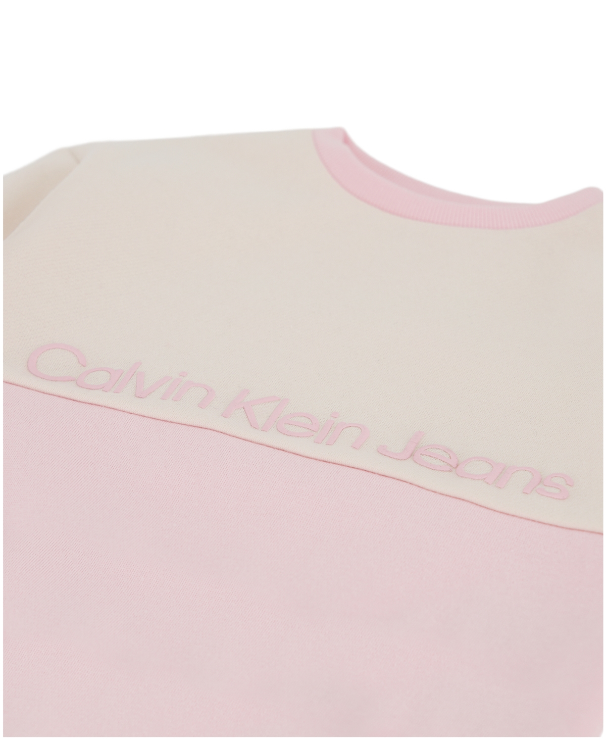 Calvin Klein Toddler and Little Girls Fleece Color Block Crew Neck Cargo Joggers, 2-Piece Set