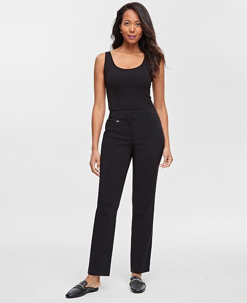 alfani JM Collection Women's Curvy-Fit Tummy Control Pants Regular & Short Lengths Exclusively at Macy's Women's Fashion Shoes & Accessories