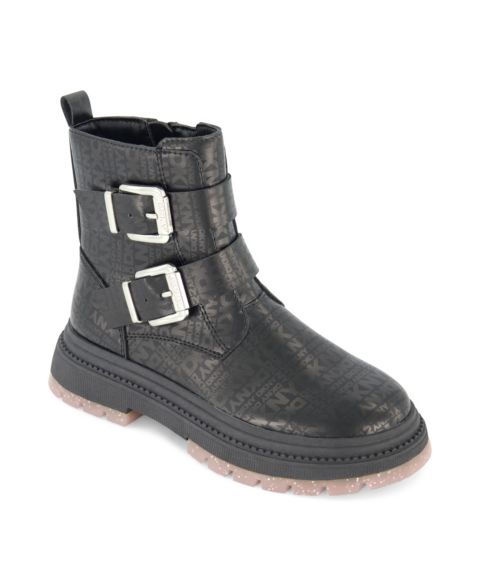 Ботинки DKNY Crissa Buckles Lug Boot для девочек, цвет: Чёрный / Розовый