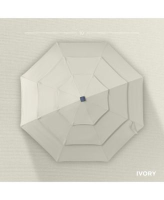 10ft 3-Tier Solar Patio Umbrella w/ 24 LED Lights, Tilt Adjustment, Easy Crank