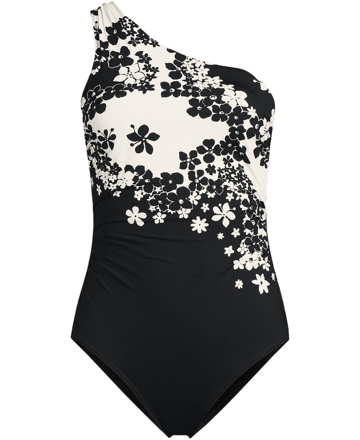 Lands' End Women's Shirred One Shoulder One Piece Swimsuit