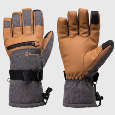 Men's Waterproof Snow Gloves Zipper Pockets Winter Sport Mittens