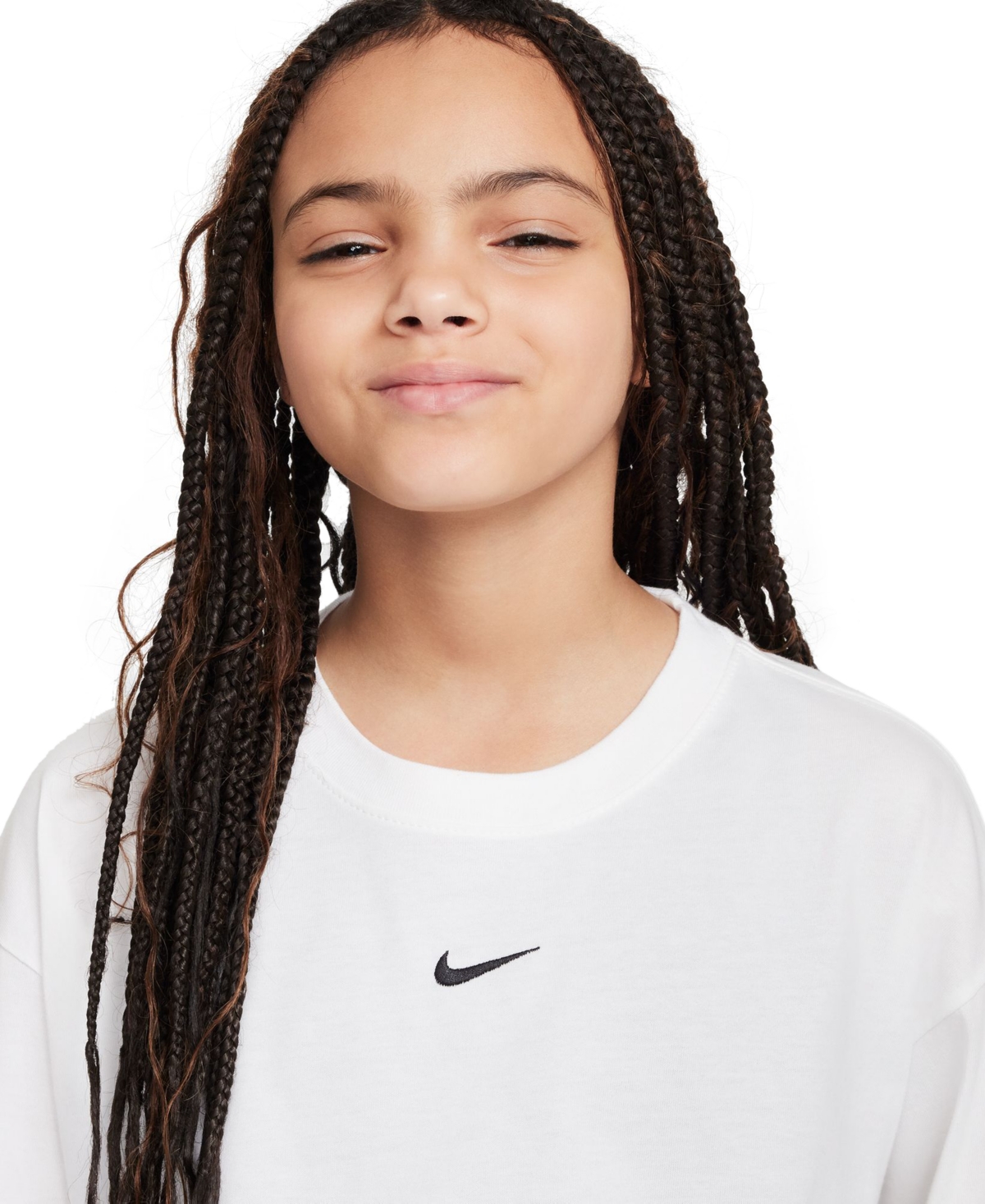 Nike Sportswear Essential Big Kids' (girls') Long-sleeve T-shirt In White
