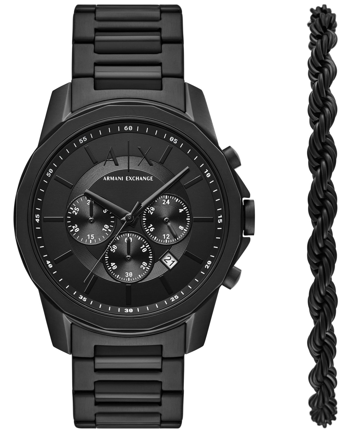 Мужские часы A|X Armani Exchange Quartz Chronograph Black Stainless Steel Watch 44mm — фото 1
