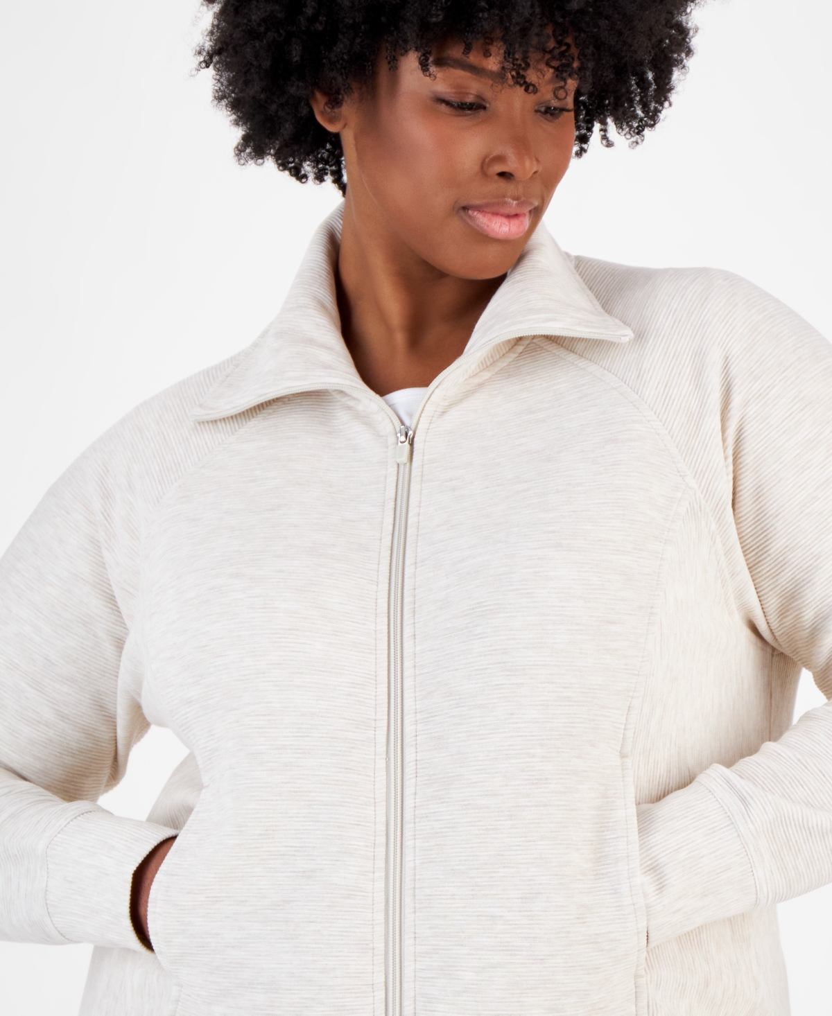 Id Ideology Plus Size Ottoman Full-Zip Top, Created for Macy's