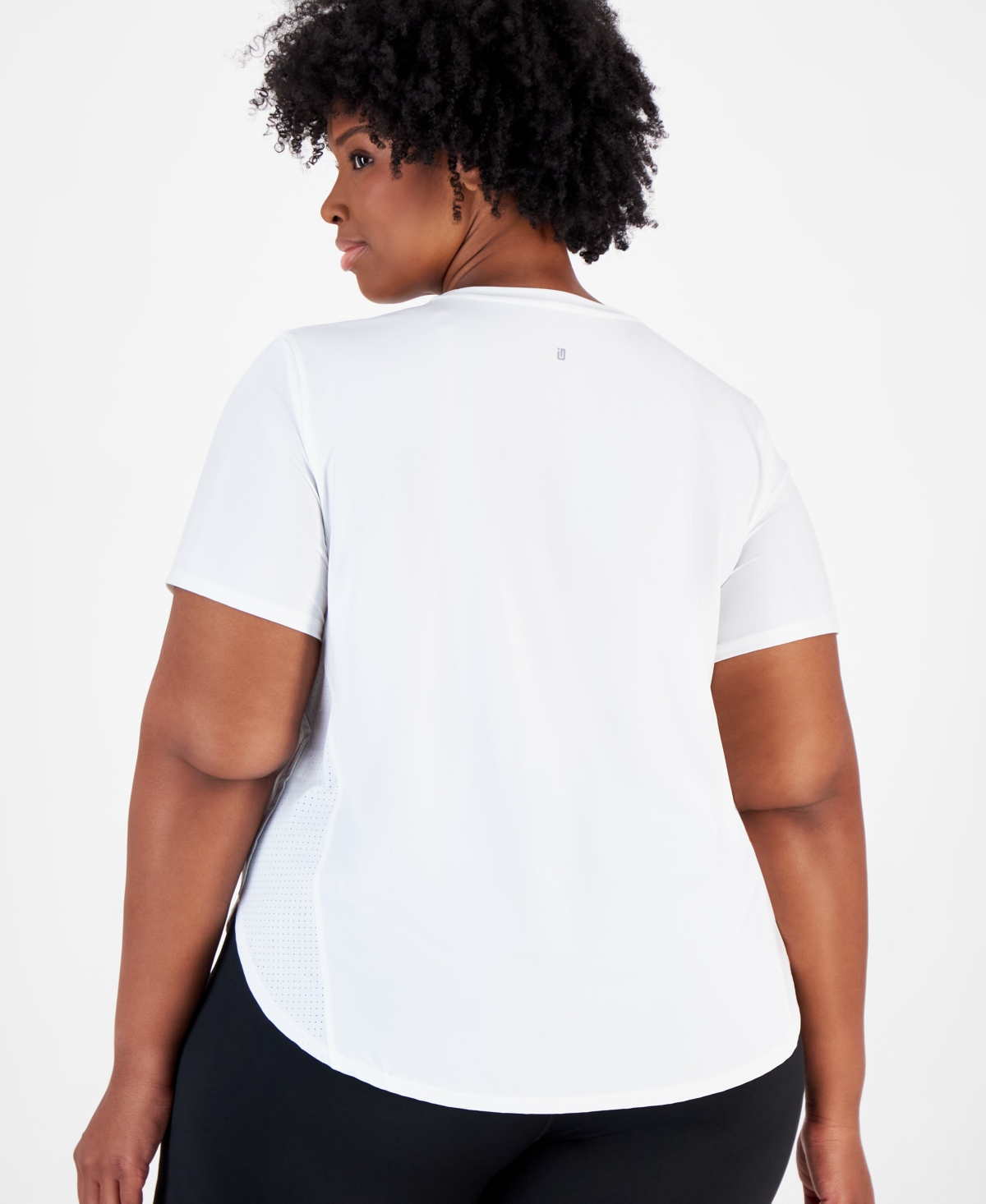 Id Ideology Plus Size Perforated Pieced Short-sleeve T-shirt, Created For Macy's In Bright White