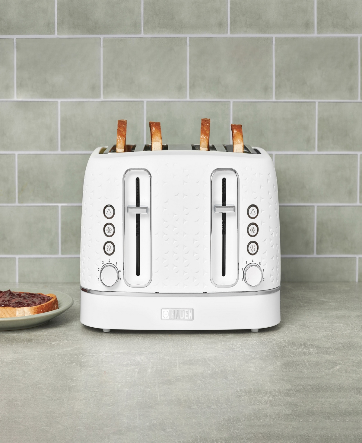Haden Starbeck 4-slice Wide Slot Toaster In Black,chrome