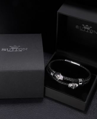 Black Reaper Leather Stainless Steel Bracelet