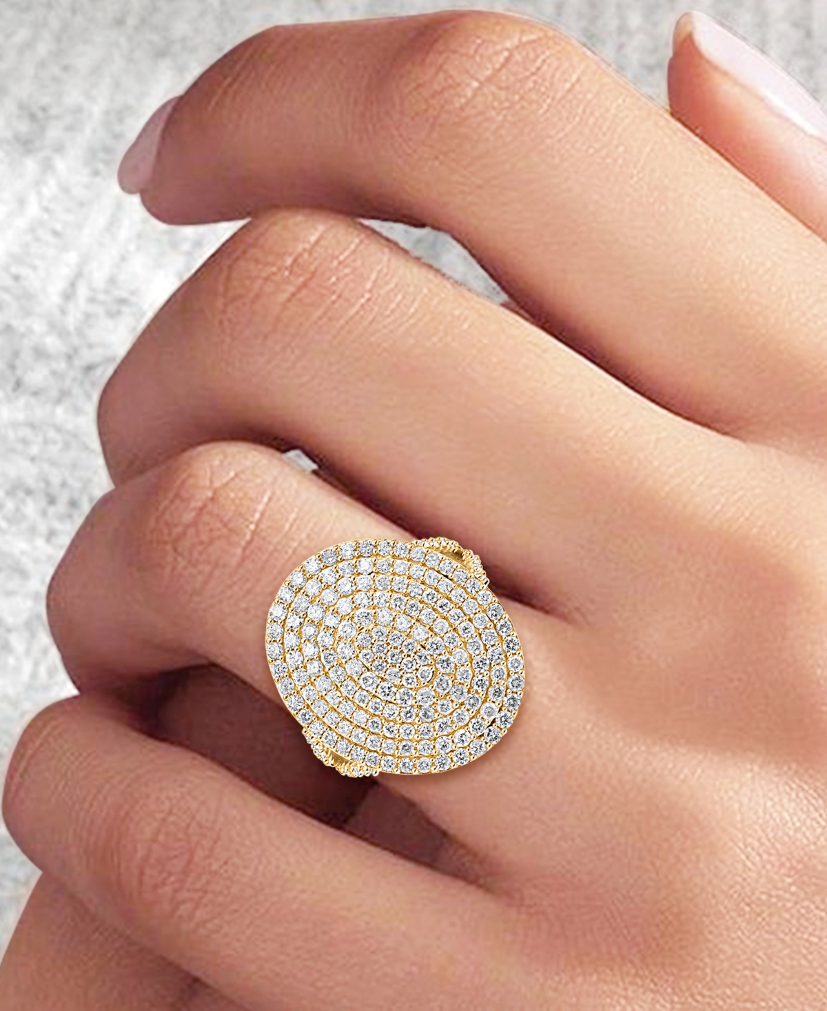 Macy's Diamond Concentric Circle Cluster Statement Ring (1 Ct. T.w.) In 14k Gold In Yellow Gold