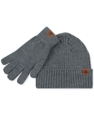 Champion - Men's Shift 2-Pc. Ribbed-knit Beanie & Gloves Set