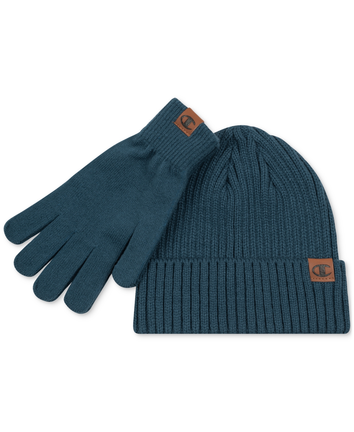 Champion Men's Shift 2-pc. Ribbed-knit Beanie & Gloves Set In Medium Blu