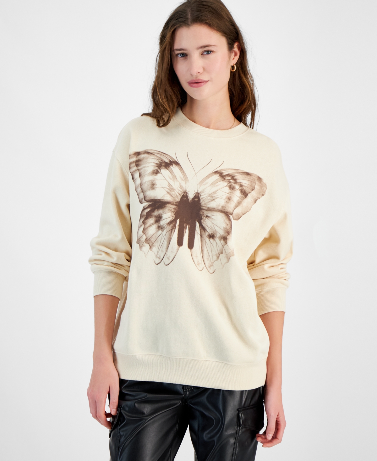 PRETTY REBELLIOUS JUNIORS' BUTTERFLY DIGITAL GRAPHIC-PRINT SWEATSHIRT 