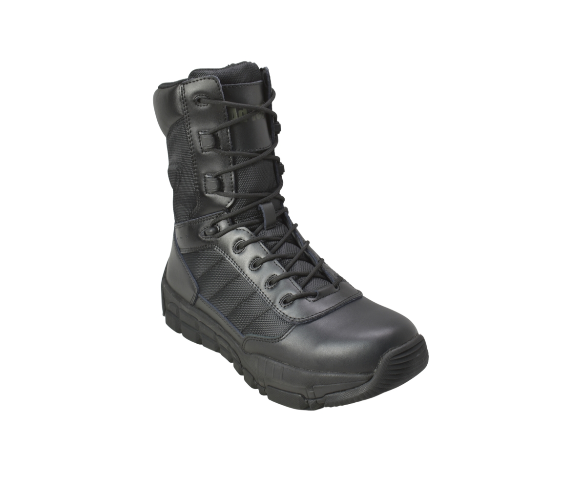 Men's 9" Full Grain Leather Side Zipper Waterproof Tactical Boot, Black - Black
