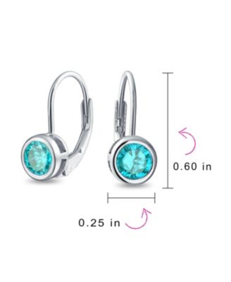 Dainty 0.50CTW Round Bezel Cubic Zirconia CZ Solitaire Dangle Drop Earrings Lever Back Rose Gold Plated .925 Sterling Silver