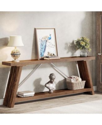 70.9 Inches Extra Long Sofa Table Behind Couch, Industrial Entry Console Table with Storage for Hallway, Entryway, Living Room