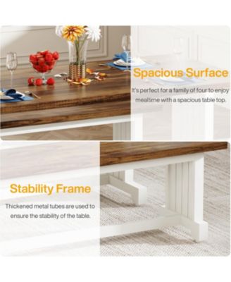 47" Dining Table Set for 4-6, 3-Piece Kitchen Room Table with 2 Benches, Farmhouse Wood Dinner Table for Small Space, Home Kitchen