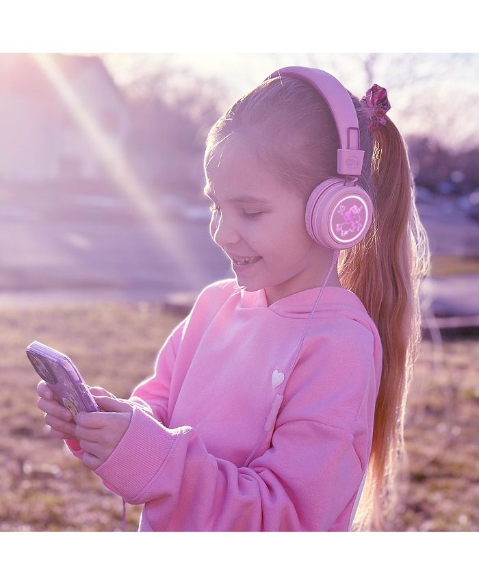 MEE audio KidJamz KJ55 Safe Listening USB-C Headphones for Kids w/ LED Lights - Pink