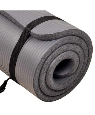 BalanceFrom GoCloud 1" Extra Thick Exercise Yoga Mat with Carrying Strap, Gray
