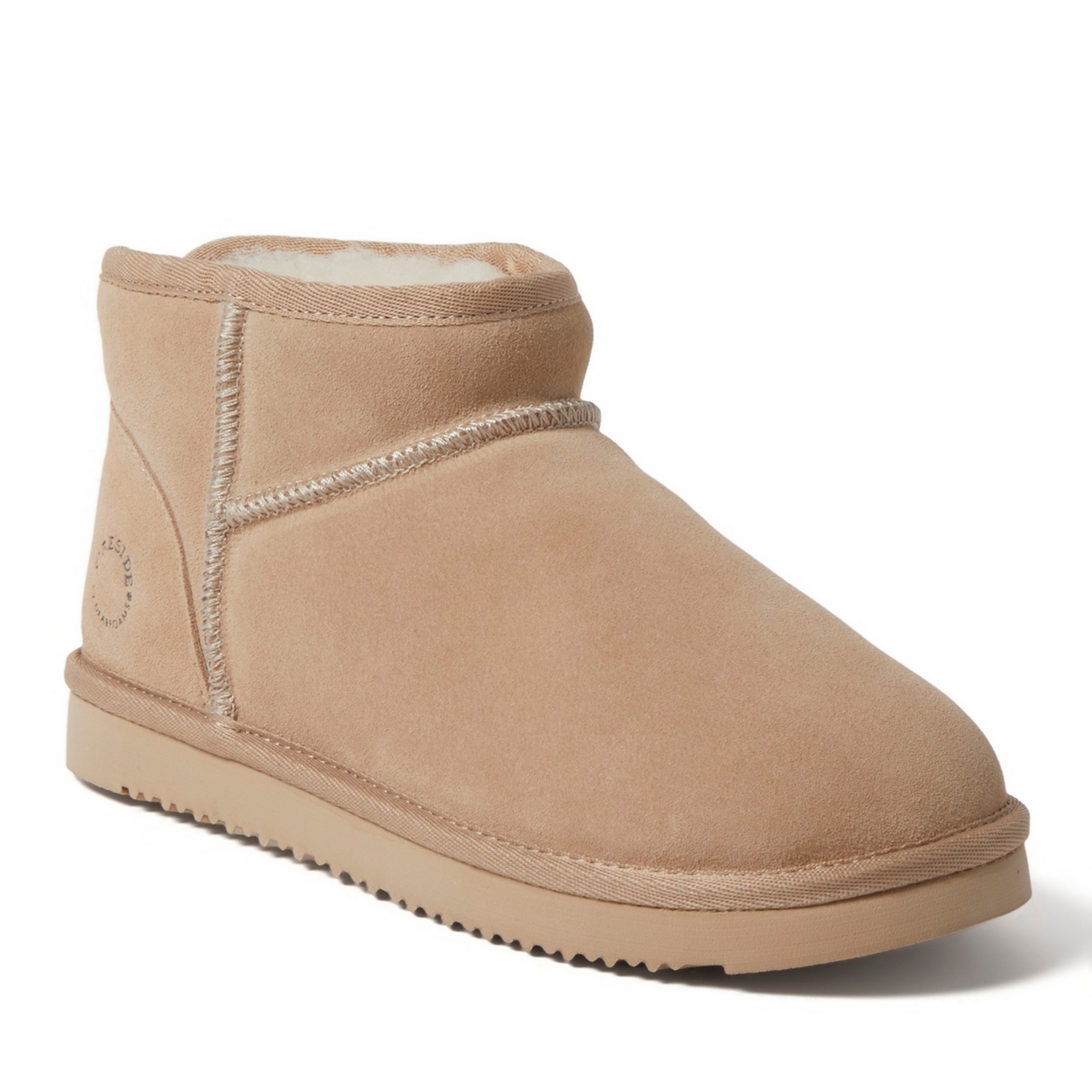 Fireside by Dearfoams Women's Riverland Genuine Shearling Micro Bootie - Sand