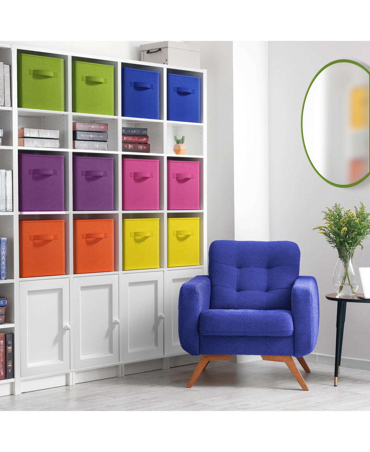 Sorbus 13 Inch 12 Pack Sturdy Collapsible Fabric Storage Cubes with Handle - for Organizing Clothes, Toys, Books, Shelves & more