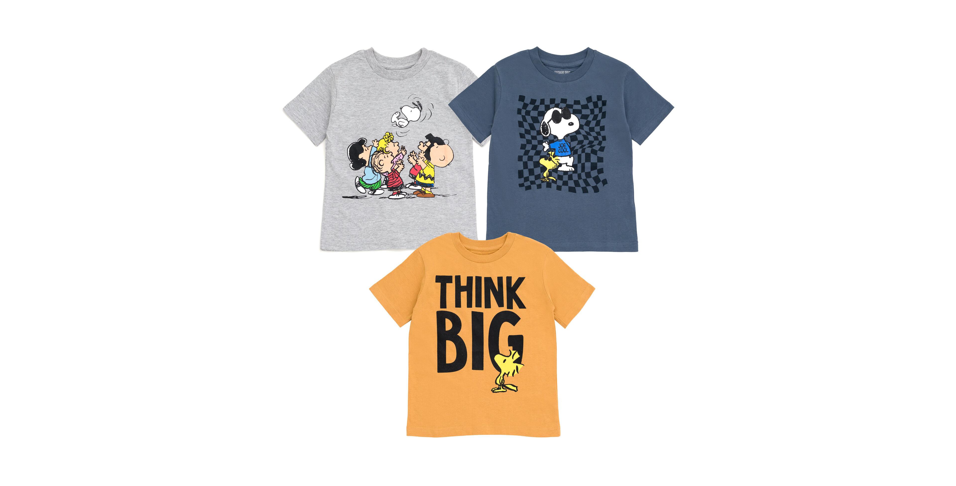 Peanuts Toddler Boys Woodstock Snoopy Charlie Brown 3 Pack T-Shirts