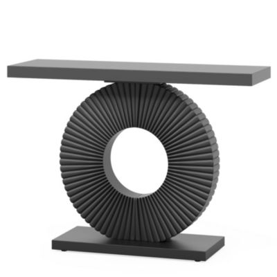 Modern Console Table with Geometric Base, 40 inch Wood Entryway Table Sofa Table Narrow Long for Living Room, Entryway, Hallway