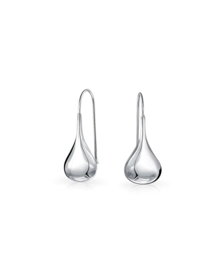 Bling Jewelry Puff Raindrop Teardrop Dangle Earrings Silver Fishhook