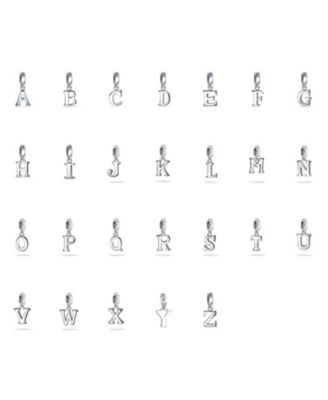 Dangle Block Letter A-Z Alphabet Initial Charm Bead Solid .925 Sterling Silver Fits European Bracelet