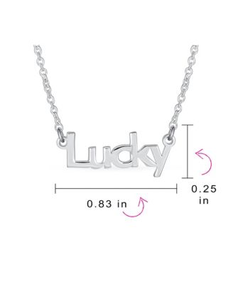 Sideways Station Necklace Dainty Block Letters Lucky Word Necklace Pendant .925 Sterling Silver