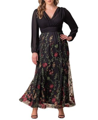 Plus Size Isabella Embroidered Mesh Formal Gown