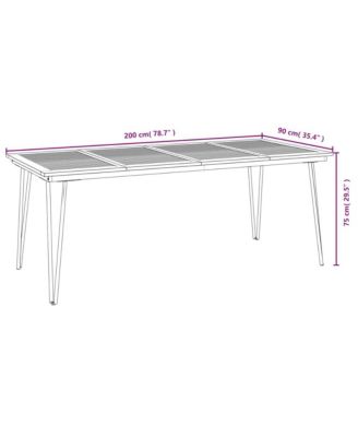 Patio Table with Hairpin Legs 78.7"x35.4"x29.5" Solid Wood Acacia