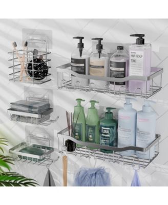 Premium Adhesive Shower Caddy & Bathroom Organizer - Grey