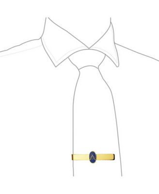 Blue Square Compass Masonic Freemason Tie Clip Silver Gold Two Tone